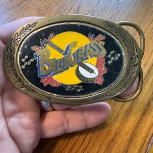 Bluegrass with Banjo Belt Buckle - Solid Brass 1980